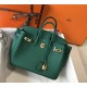 Hermes Birkin 25/30/35cm Bag Calfskin Silver/Gold Metal In Dk-Green High