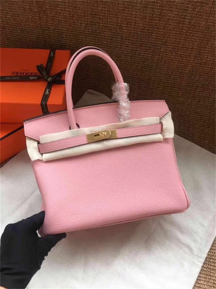 Hermes Birkin 25/30/35cm Bag Calfskin Silver/Gold Metal In Pink High