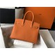 Hermes Birkin 25/30/35cm Bag Calfskin Silver/Gold Metal In Orange High