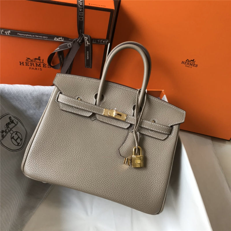 Hermes Birkin 25/30/35cm Bag Calfskin Silver/Gold Metal In Tourterelle High