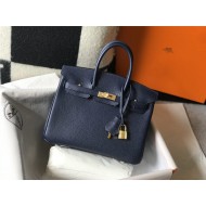 Hermes Birkin 25/30/35cm Bag Calfskin Silver/Gold Metal In Navy High