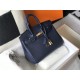 Hermes Birkin 25/30/35cm Bag Calfskin Silver/Gold Metal In Navy High