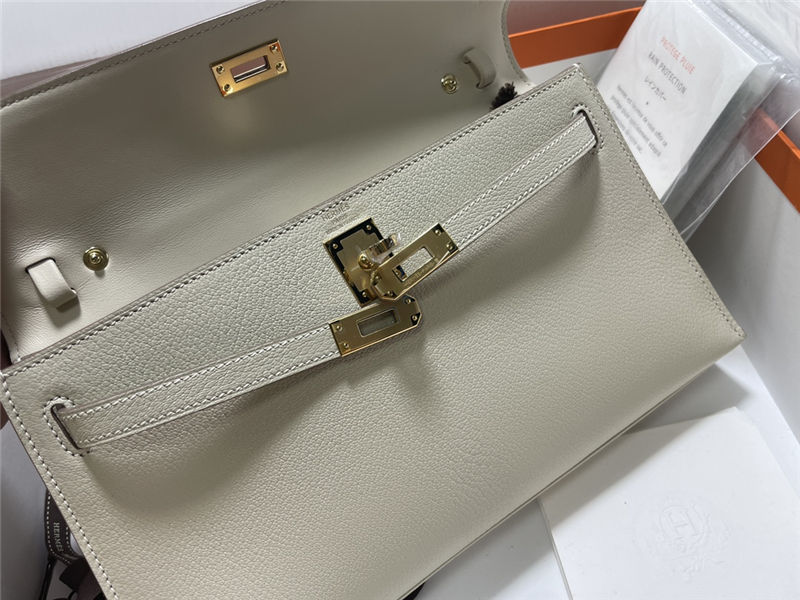 Hermes Kelly Elan 27cm Goatskin Craie Gold-Metal WAX High