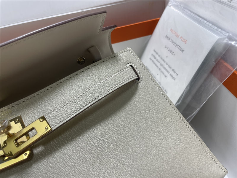 Hermes Kelly Elan 27cm Goatskin Craie Gold-Metal WAX High