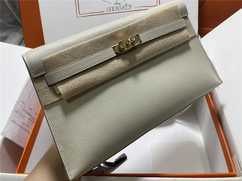 Hermes Kelly Elan 27cm Goatskin Craie Gold-Metal WAX High