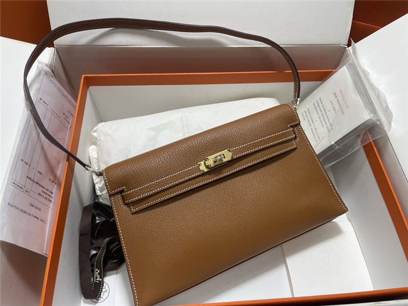 Hermes Kelly Elan 27cm Goatskin Gold Gold-Metal WAX High