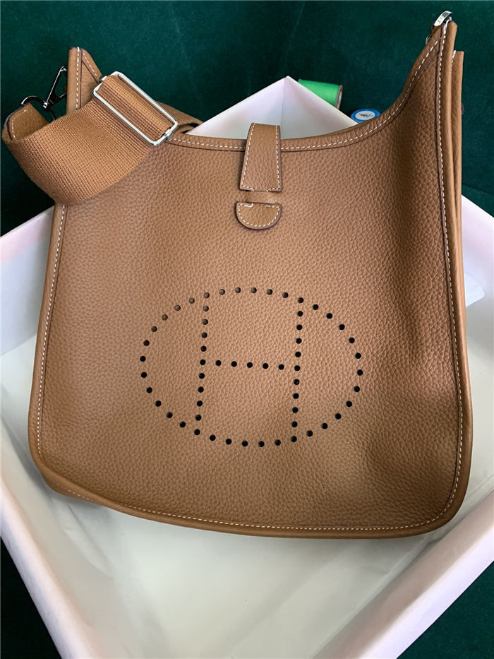 Hermes Evelyne III PM Bag Clemence Leather In Camel High