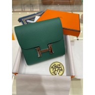 Hermes Constance Compact Wallet Epsom Leather Green High