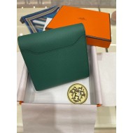 Hermes Constance Compact Wallet Epsom Leather Green High