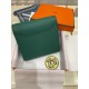 Hermes Constance Compact Wallet Epsom Leather Green High