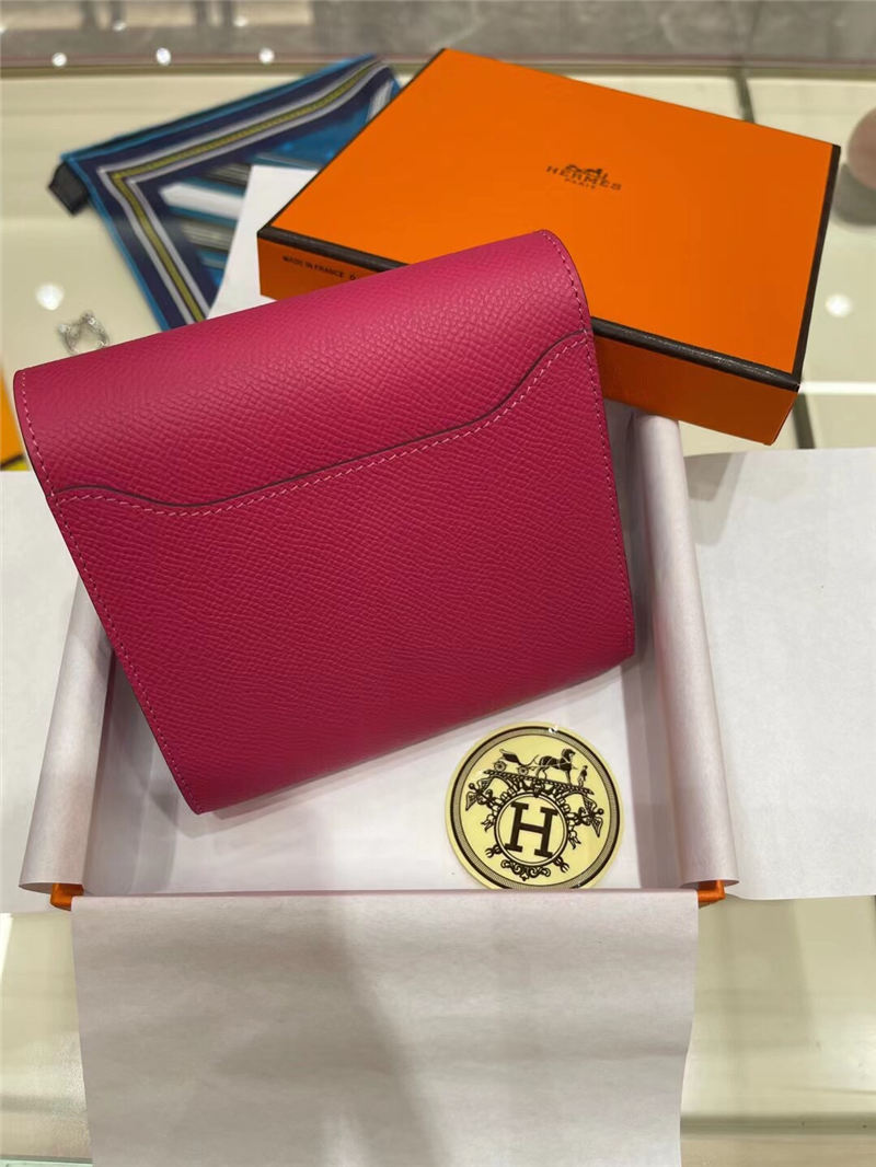 Hermes Constance Compact Wallet Epsom Leather Fuchsia High