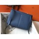 Hermes Halzan 31cm Bag Clemence Leather WAX In Blue Agate High