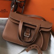 Hermes Halzan 31cm Bag Clemence Leather WAX In Gold High