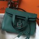 Hermes Halzan 31cm Bag Clemence Leather WAX In Malachite High