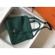 Hermes Halzan 31cm Bag Clemence Leather WAX In Malachite High