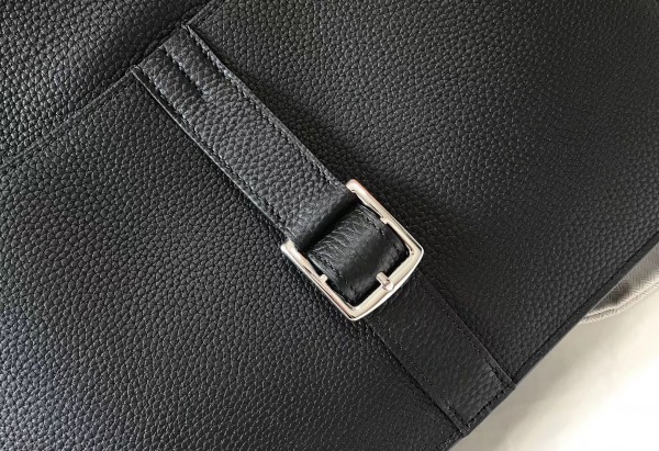 Hermes Halzan 31cm Bag Clemence Leather WAX In Black High