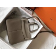 Hermes Halzan 31cm Bag Clemence Leather WAX In Grey High