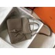 Hermes Halzan 31cm Bag Clemence Leather WAX In Grey High