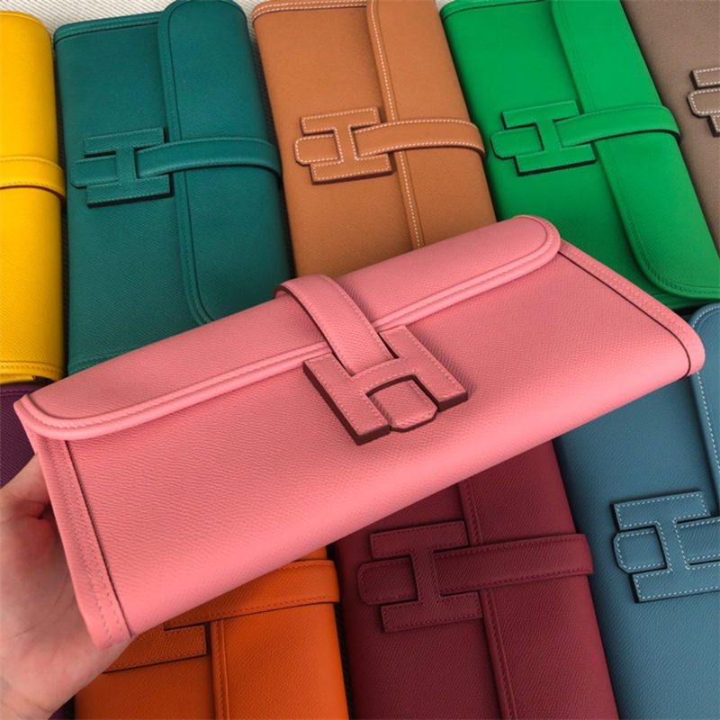 Hermes Jige Elan 29 Clutch Bag Epsom Leather WAX Pink High