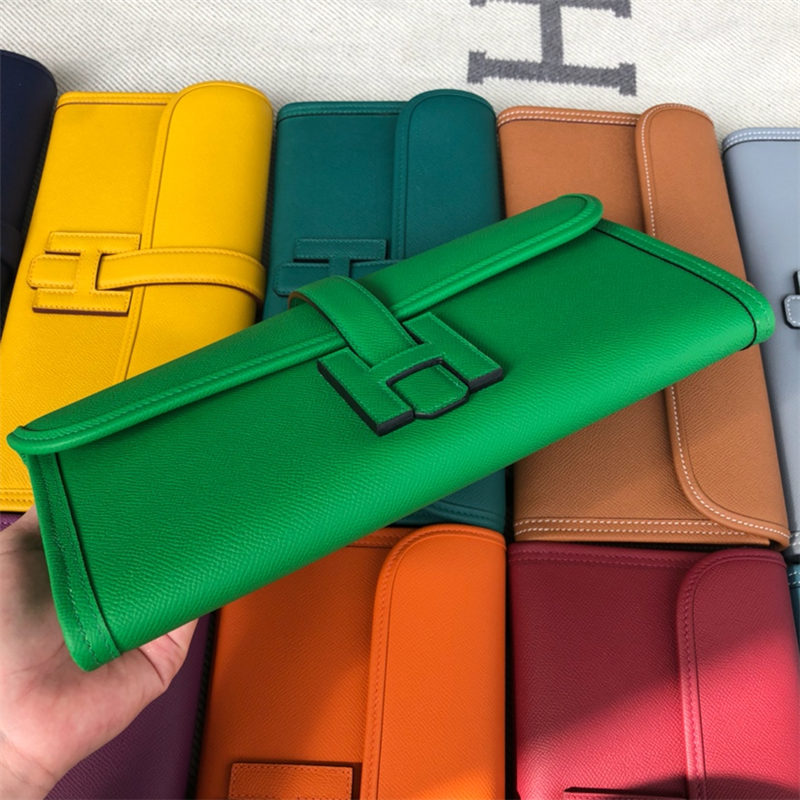 Hermes Jige Elan 29 Clutch Bag Epsom Leather WAX Green High