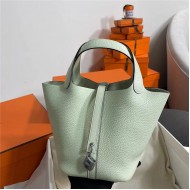 Hermes Picotin Lock 18/22 Bag Togo Leather In Vert Fizz-Silver WAX High