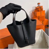 Hermes Picotin Lock 18/22 Bag Togo Leather In Black-Black WAX High