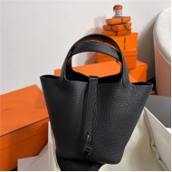 Hermes Picotin Lock 18/22 Bag Togo Leather In Black-Black WAX High