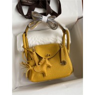 Hermes Lindy Mini Bag Clemence Leather In Yellow WAX High