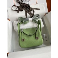 Hermes Lindy Mini Bag Clemence Leather In Lt-Green WAX High