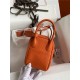 Hermes Lindy Mini Bag Clemence Leather In Orange WAX High