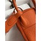 Hermes Lindy Mini Bag Clemence Leather In Orange WAX High