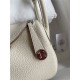 Hermes Lindy Mini Bag Clemence Leather In Cream WAX High