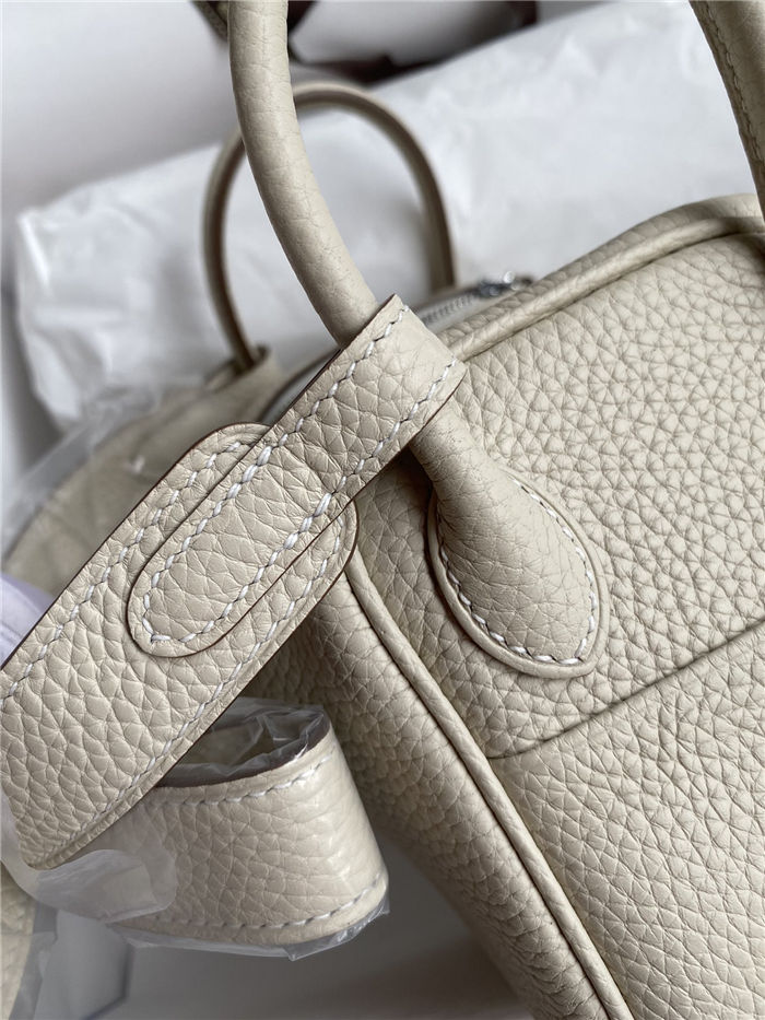 Hermes Lindy Mini Bag Clemence Leather In Cream WAX High