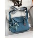 Hermes Lindy Mini Bag Clemence Leather In Denim Blue WAX High