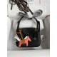 Hermes Lindy Mini Bag Clemence Leather In Black WAX High