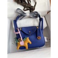 Hermes Lindy Mini Bag Clemence Leather In Royal Blue WAX High