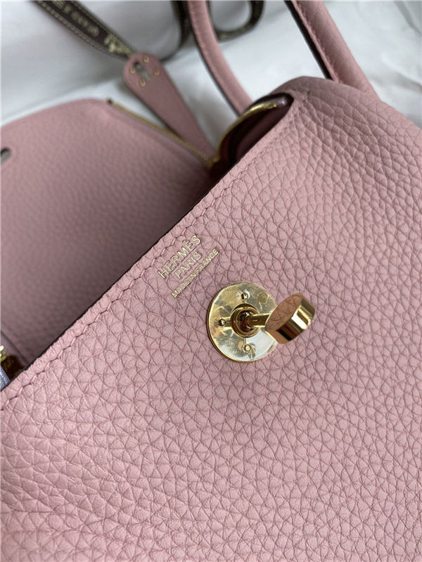 Hermes Lindy Mini Bag Clemence Leather In Pink WAX High