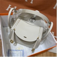 Hermes Lindy 26/30cm Bag Clemence Leather In Cream Gold-Metal WAX High