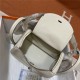 Hermes Lindy 26/30cm Bag Clemence Leather In Cream Silver-Metal WAX High