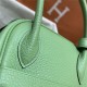 Hermes Lindy 26/30cm Bag Clemence Leather In Lt-Green Silver-Metal WAX High