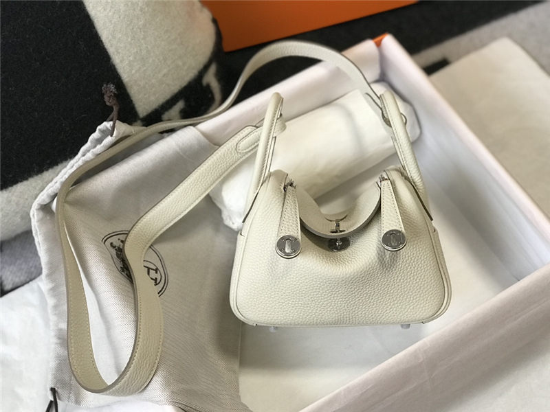 Hermes Lindy Mini Bag Calfskin Leather In Cream High