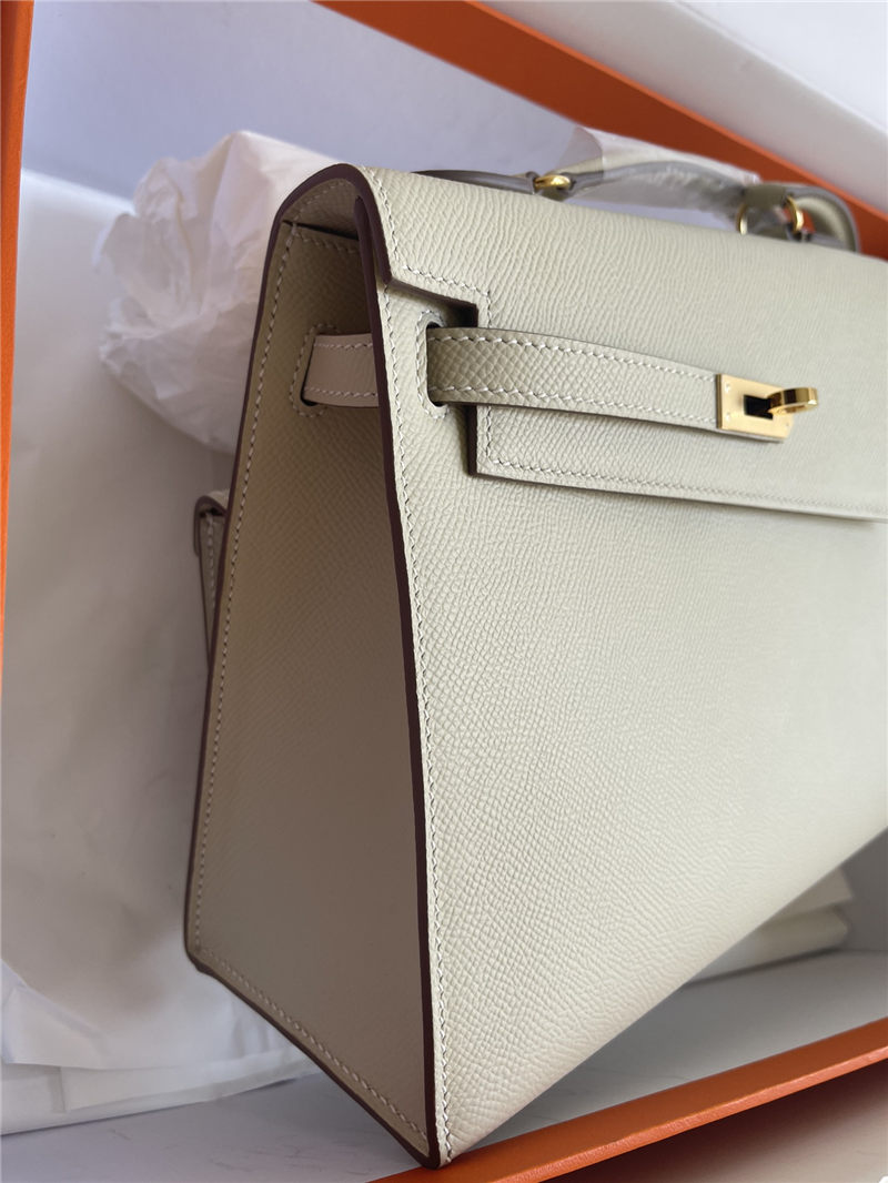 Hermes Kelly Sellier 25 Epsom WAX Cream White High