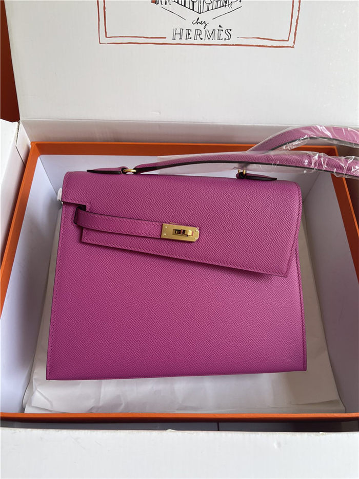 Hermes Kelly Sellier 25 Epsom WAX Purple Pink High