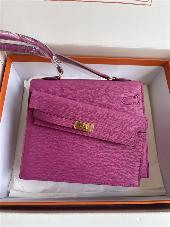 Hermes Kelly Sellier 25 Epsom WAX Purple Pink High