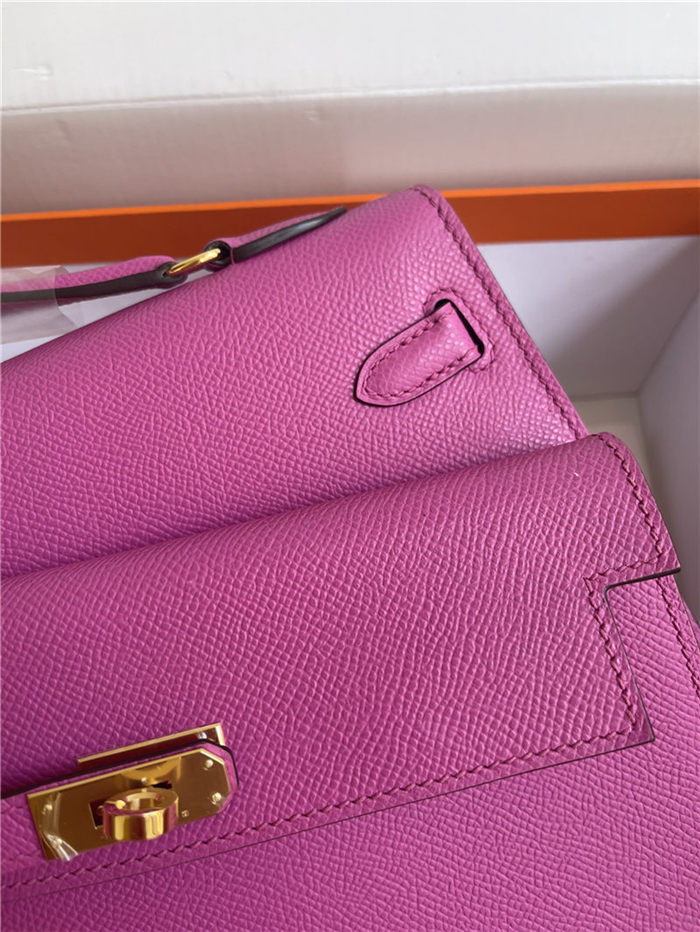 Hermes Kelly Sellier 25 Epsom WAX Purple Pink High