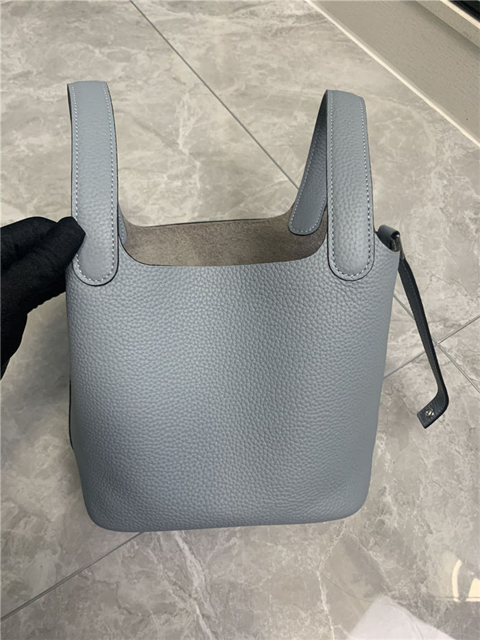 Hermes Picotin 18 Bag Clemence Leather In Grey High