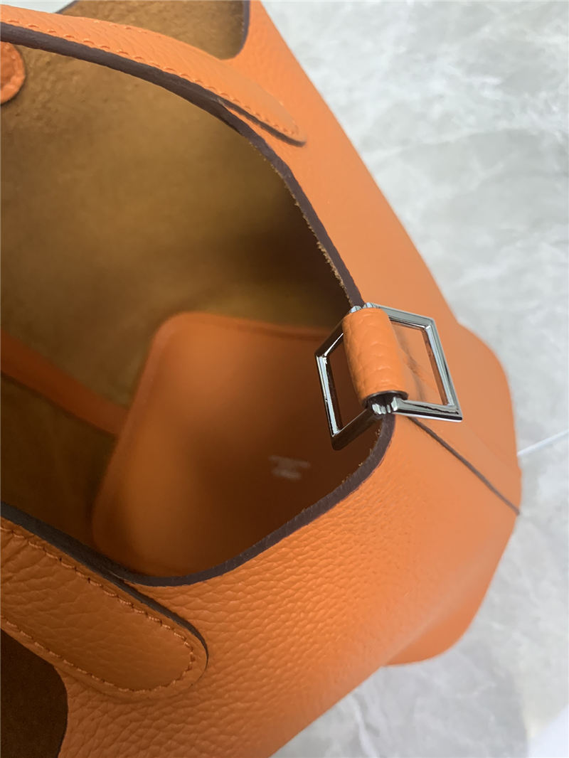 Hermes Picotin 18 Bag Clemence Leather In Orange High