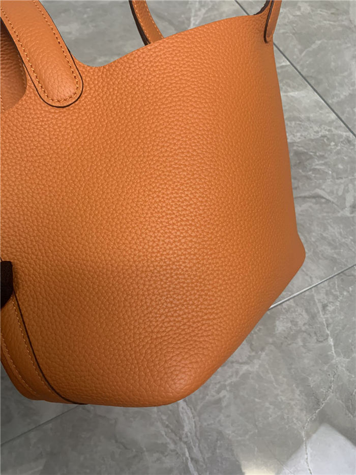 Hermes Picotin 18 Bag Clemence Leather In Orange High