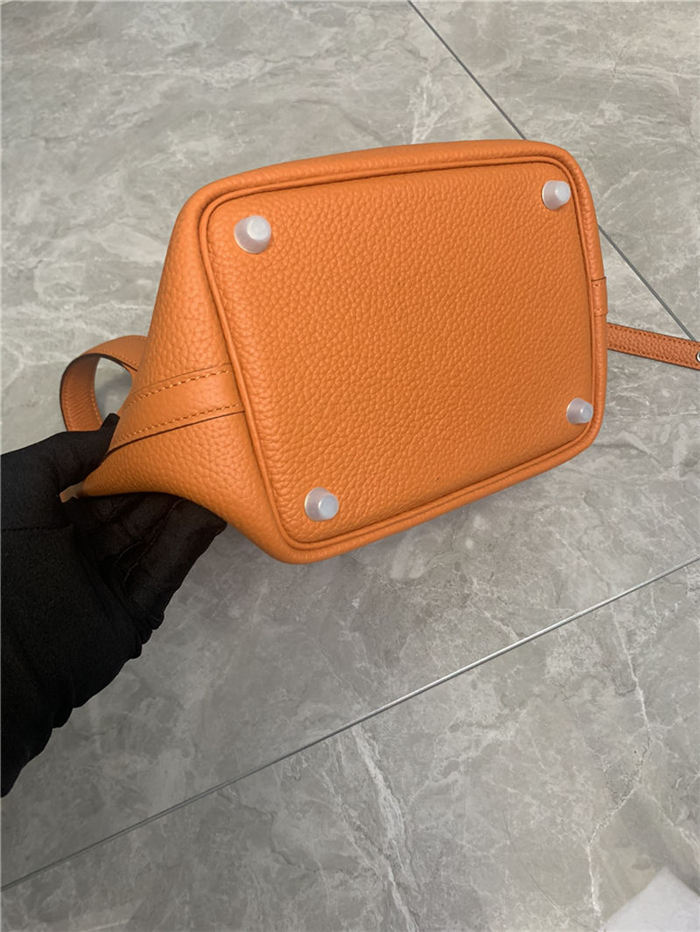 Hermes Picotin 18 Bag Clemence Leather In Orange High