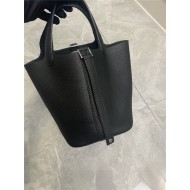 Hermes Picotin 18 Bag Clemence Leather In Black High